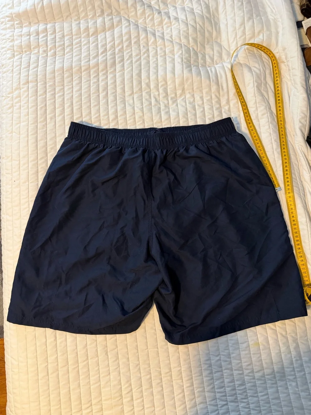 Nike Men's Navy/White Solid Swim Shorts 2XL Lined Elastic Waist Drawstring O20